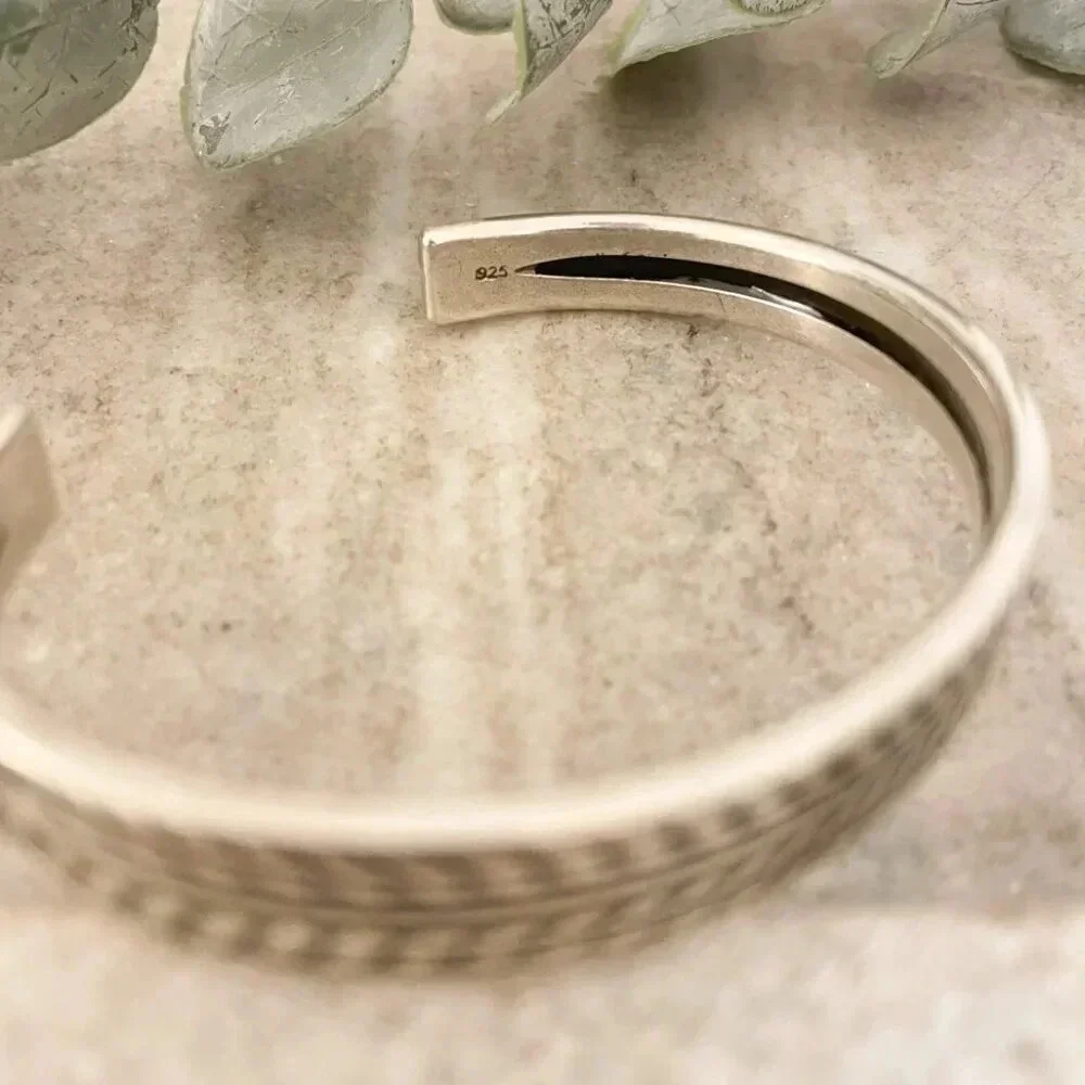 925 Sterling Silver Mens Bangle Bracelet Vintage Cuff Bracelet